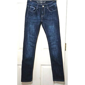 Juniors Skinny Denim Jeans‎ 5 Dark Wash Embellished Pockets Cowgirl